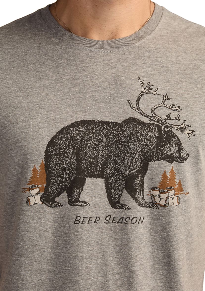 Mens Beer Bear Graphic T-Shirt