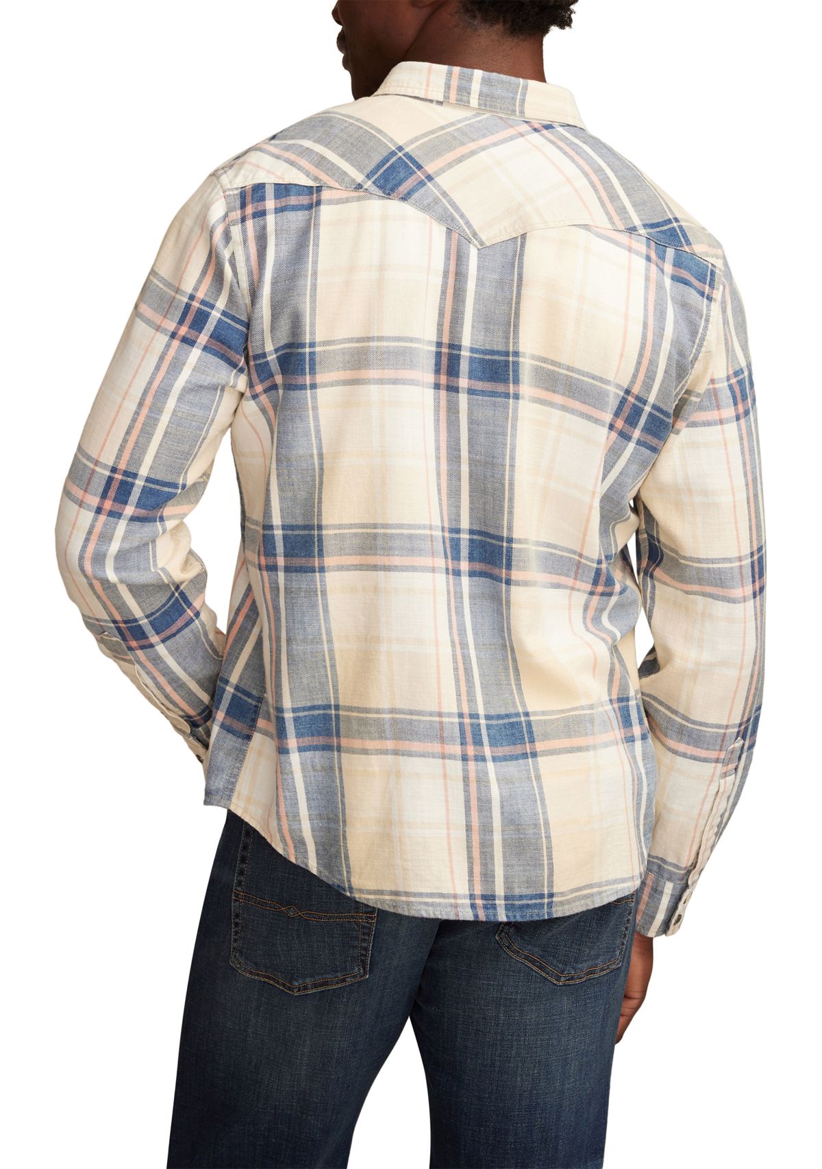 Long Sleeve Indigo Plaid Western Shirt 