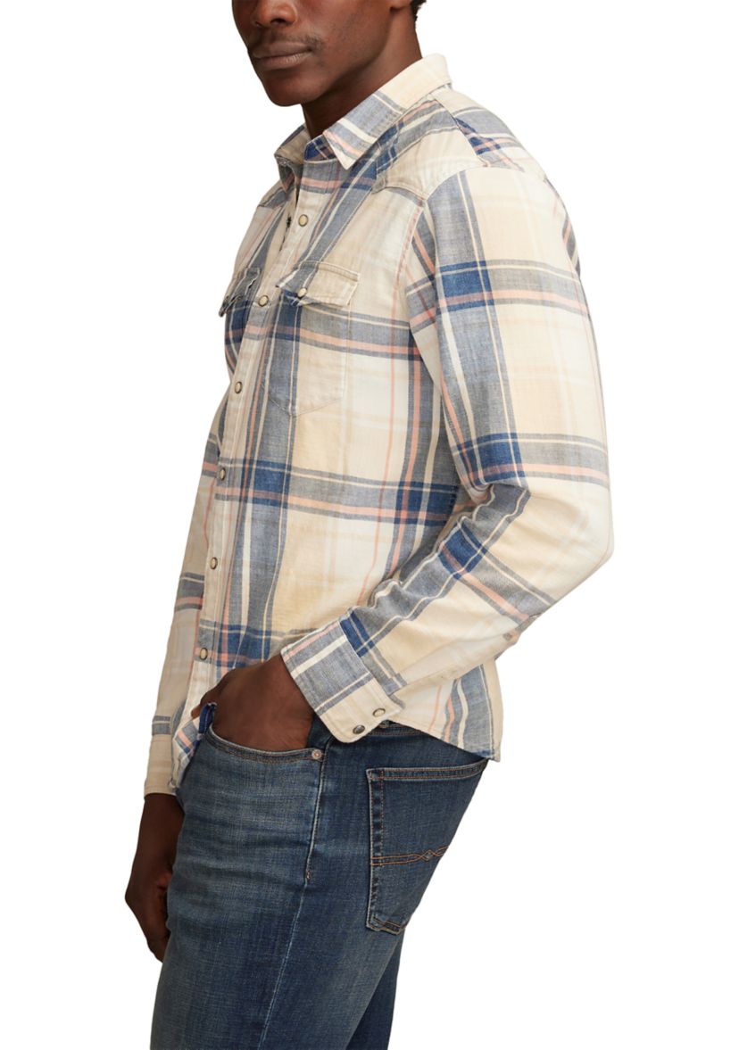 Long Sleeve Indigo Plaid Western Shirt 