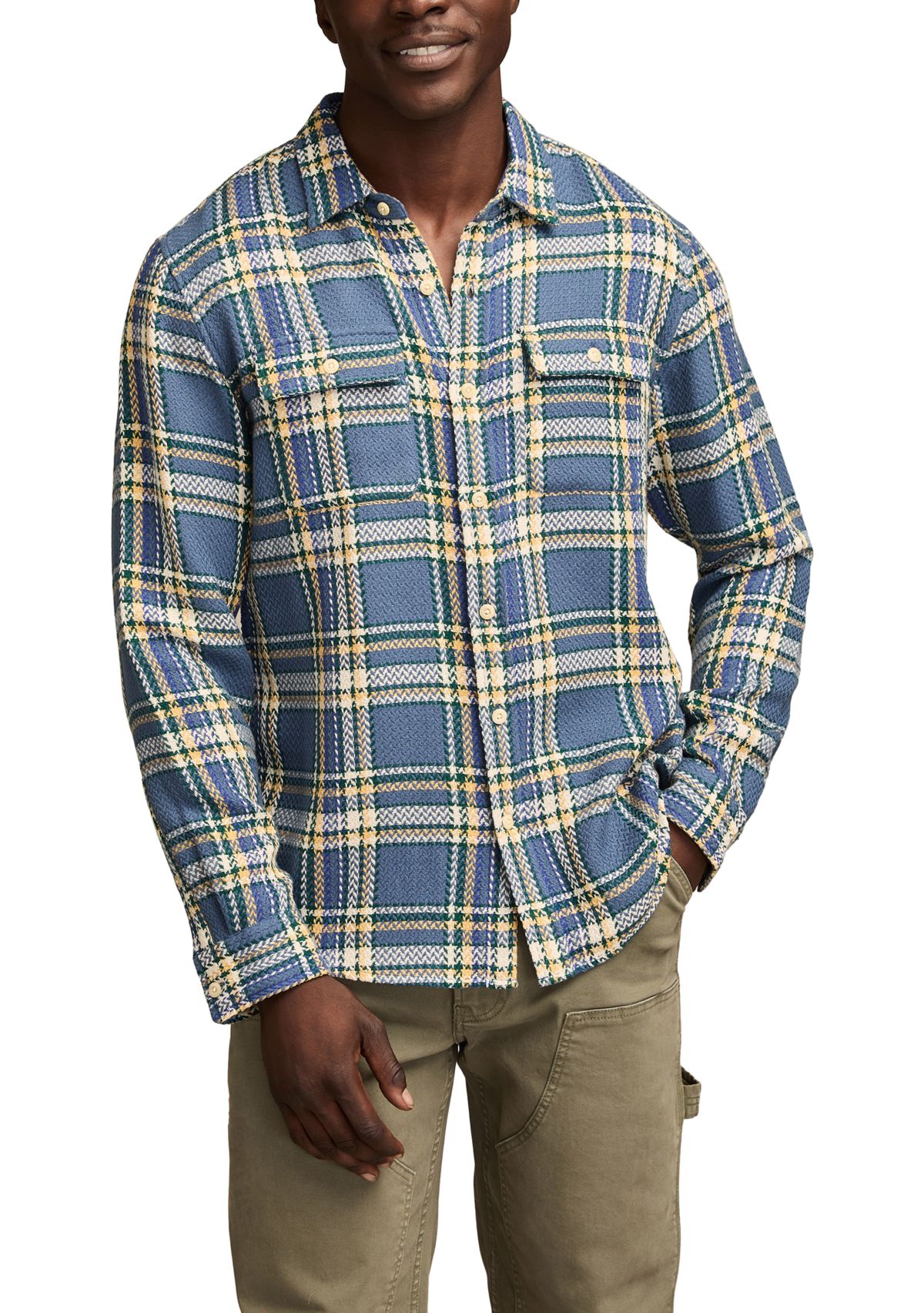 Long Sleeve Herringbone Utility Flannel Shirt