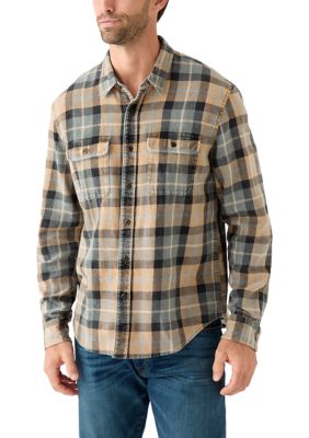 Lucky Brand Men's Long Sleeve Acid Wash Flannel Shirt