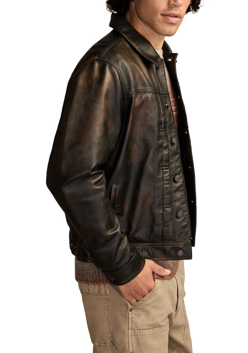 Mens Distressed Leather Trucker