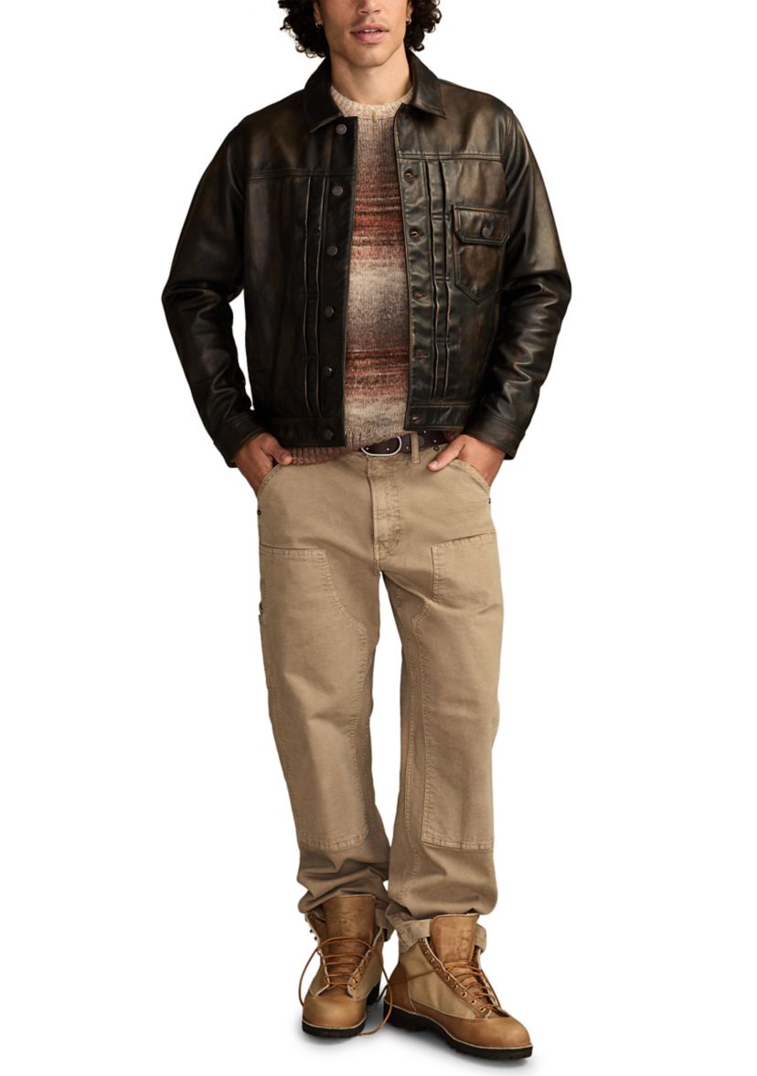 Mens Distressed Leather Trucker