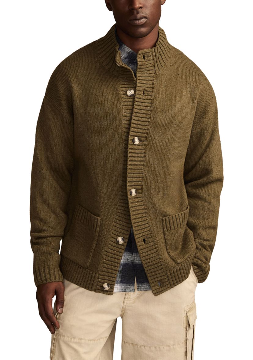 Mens Nep Button Down Mock Neck Sweater