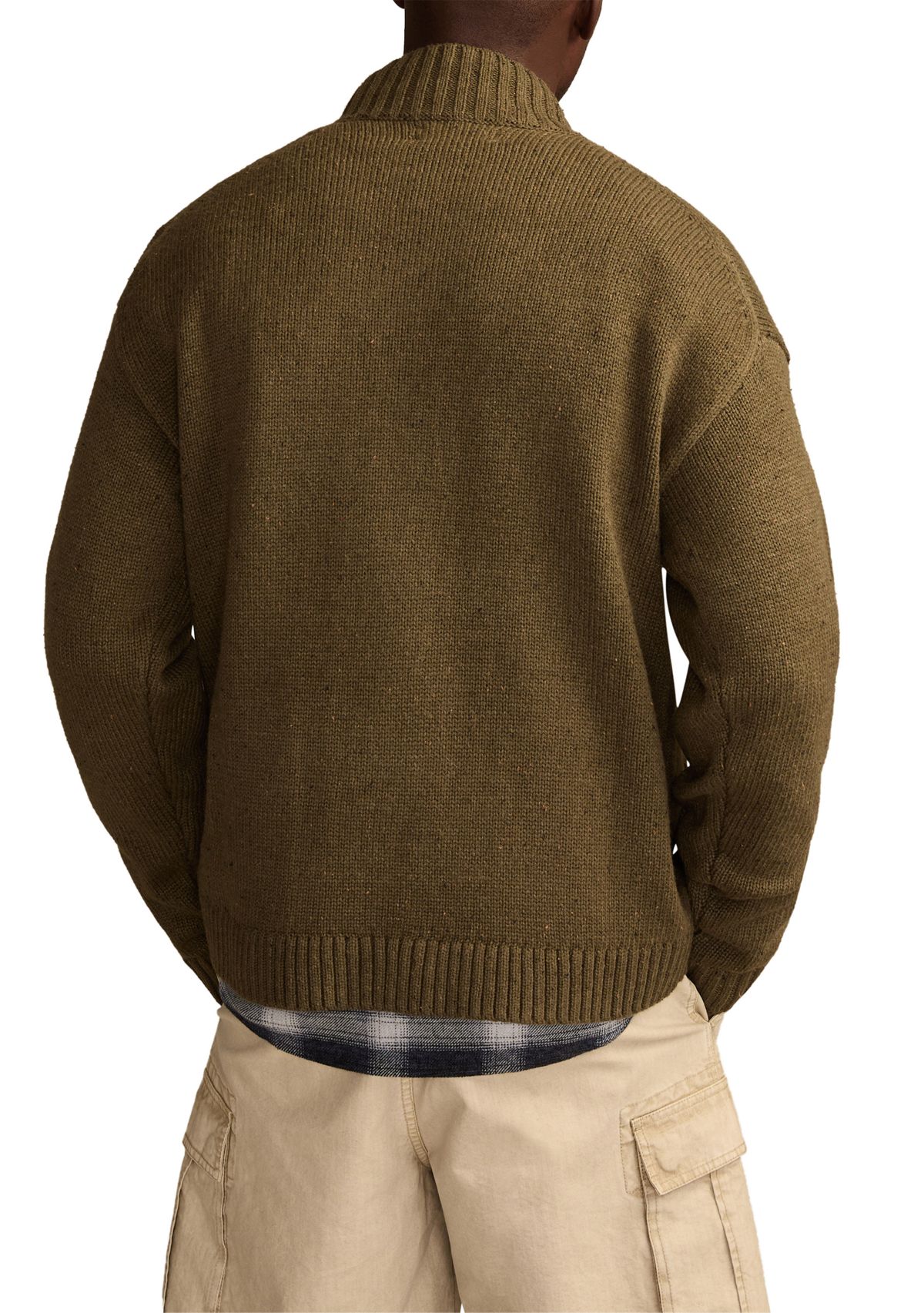 Mens Nep Button Down Mock Neck Sweater