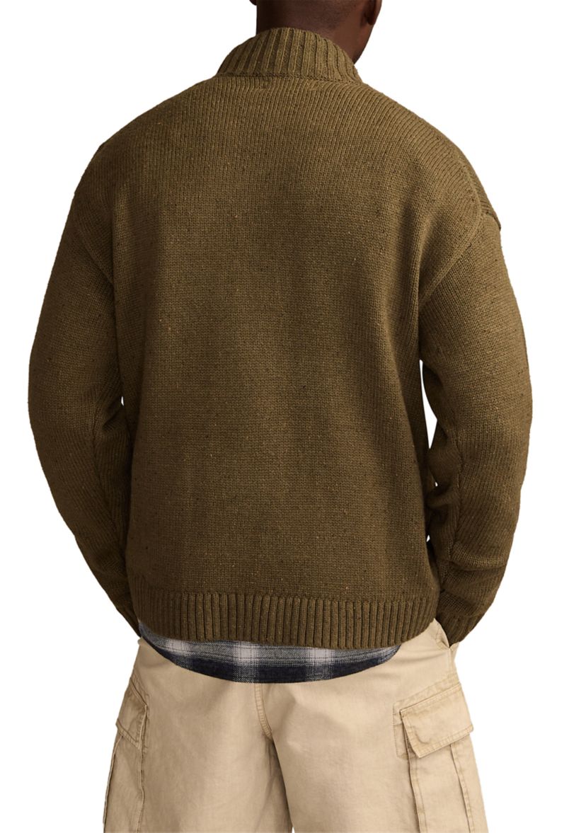 Mens Nep Button Down Mock Neck Sweater