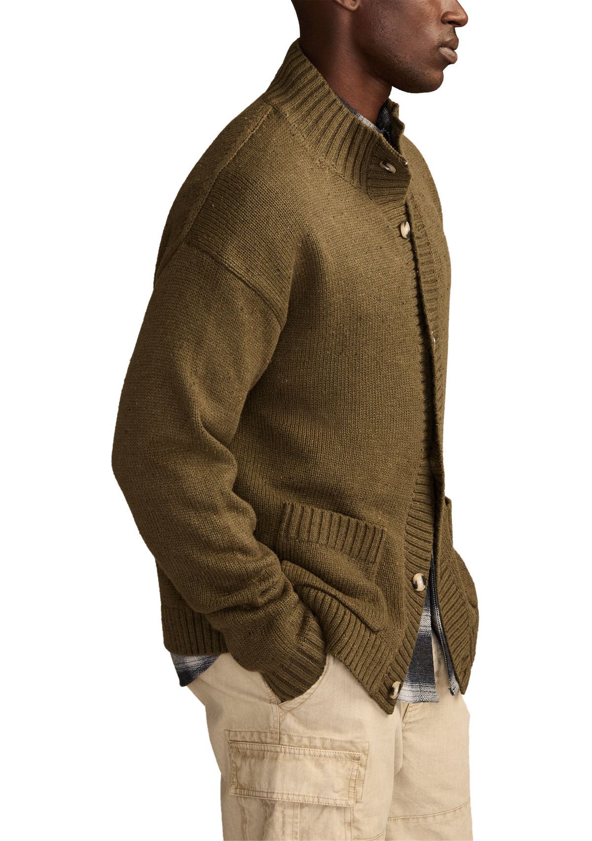 Mens Nep Button Down Mock Neck Sweater