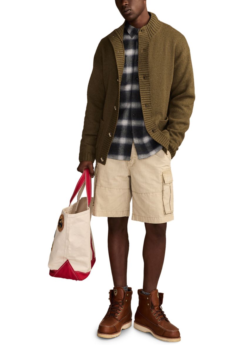 Mens Nep Button Down Mock Neck Sweater