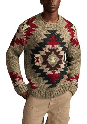 Lucky Brand Men's Novelty Crew Neck Sweater, Red, Large