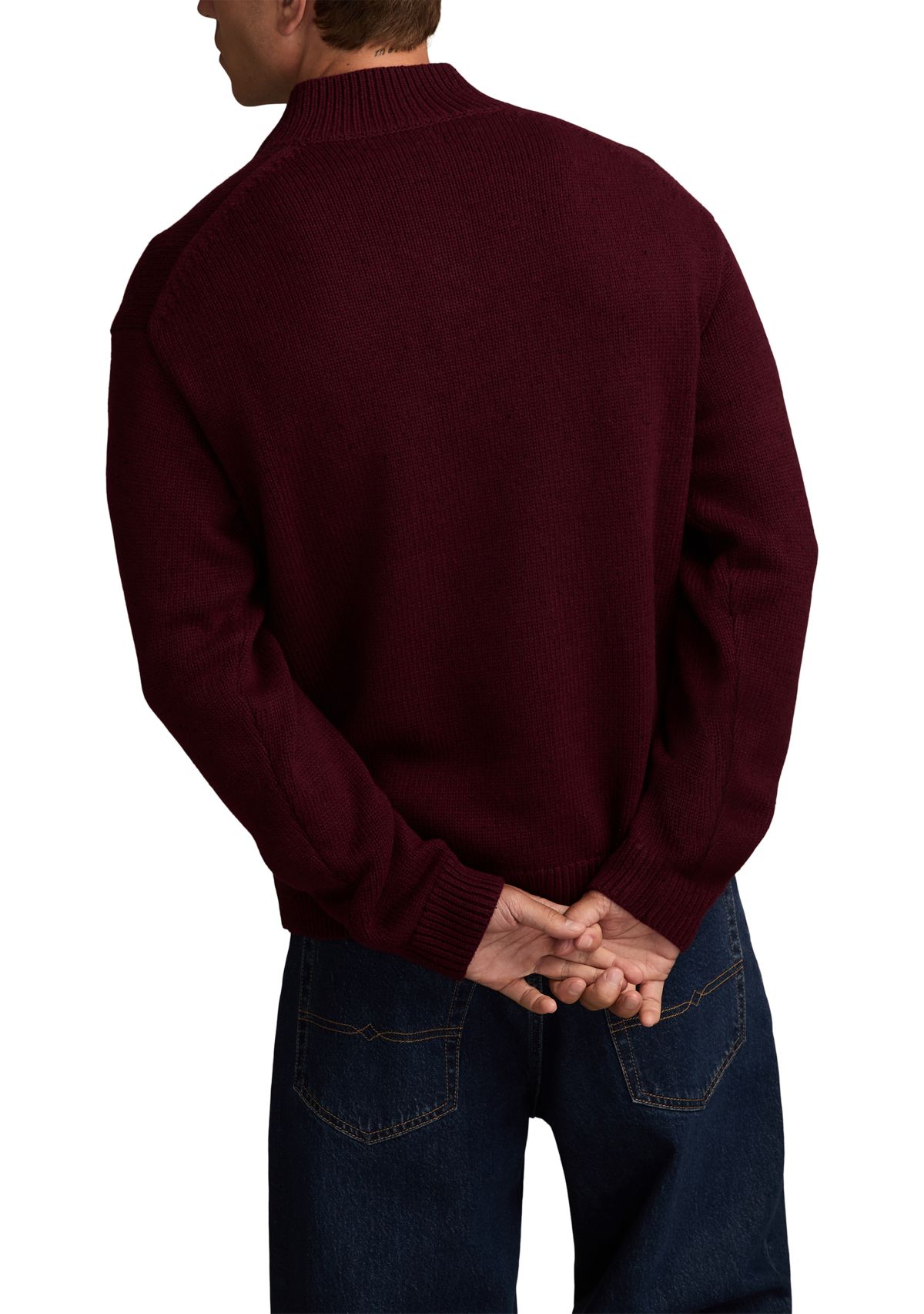 Mens Nep Button 1/4 Mock Neck Sweater