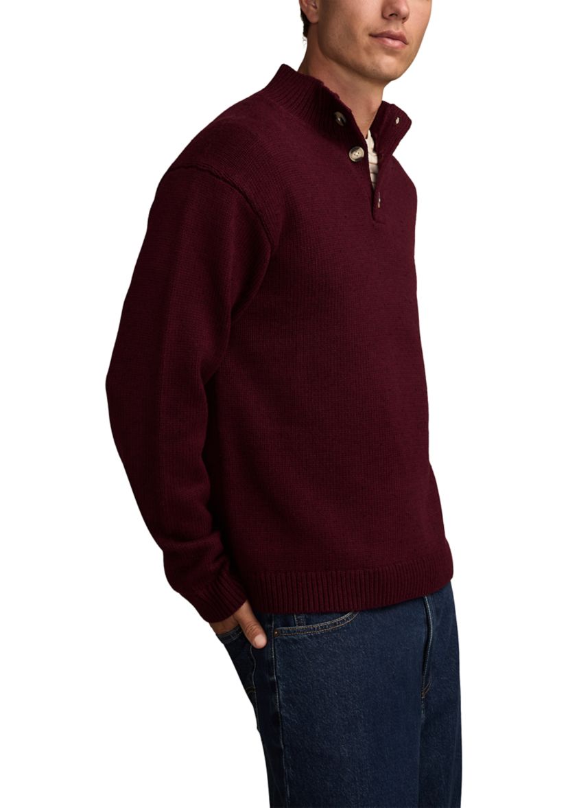 Mens Nep Button 1/4 Mock Neck Sweater