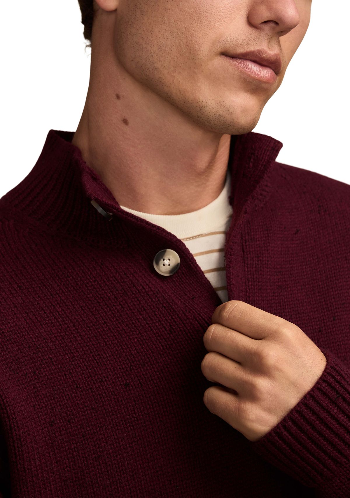 Mens Nep Button 1/4 Mock Neck Sweater