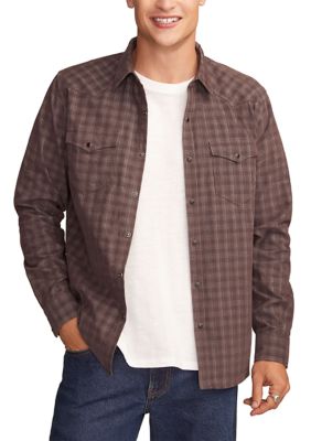 Lucky Brand Men's Long Sleeve Plaid Corduroy Western Shirt