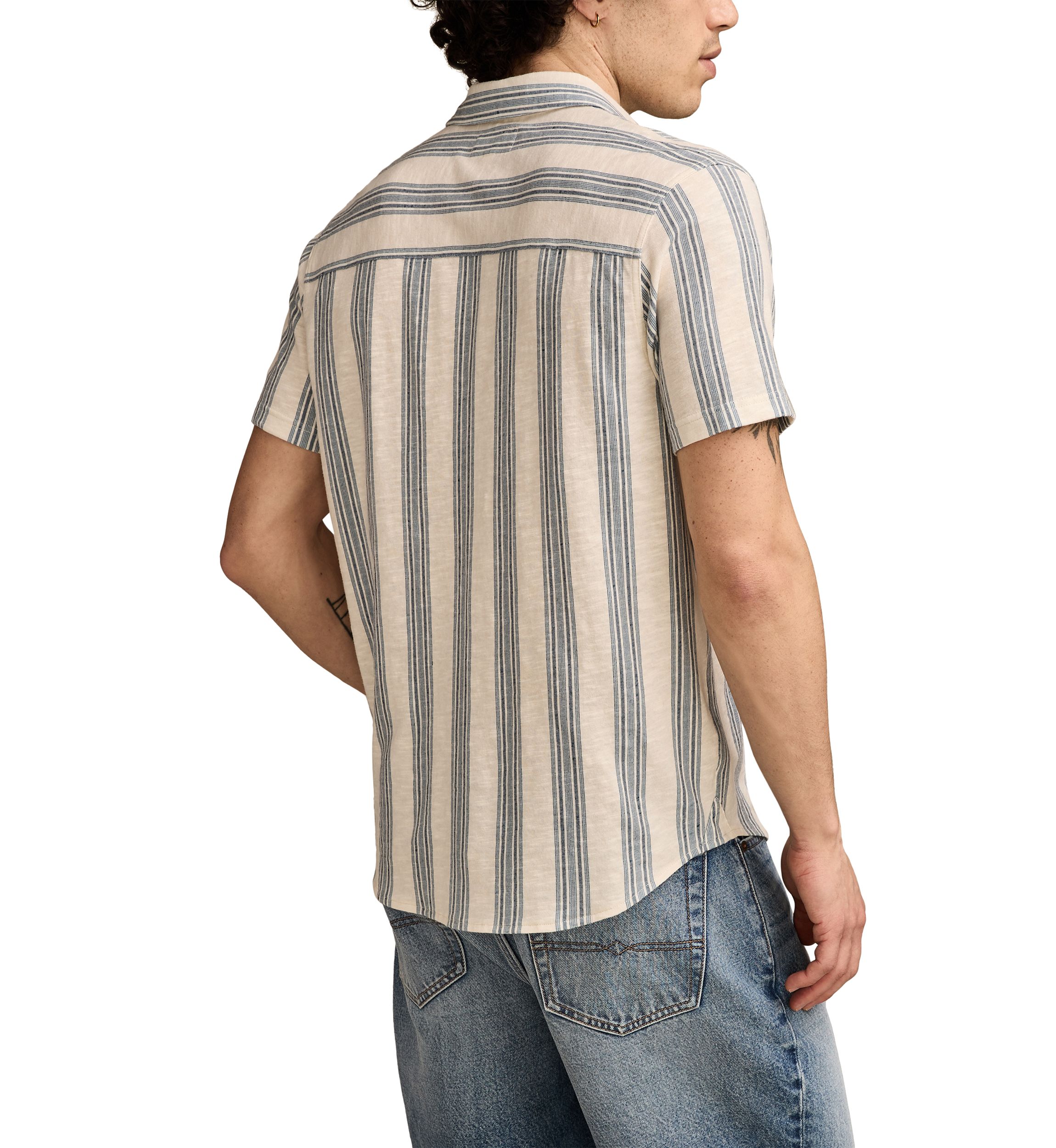 Big & Tall Linen Short Sleeve Ombré Stripe Shirt