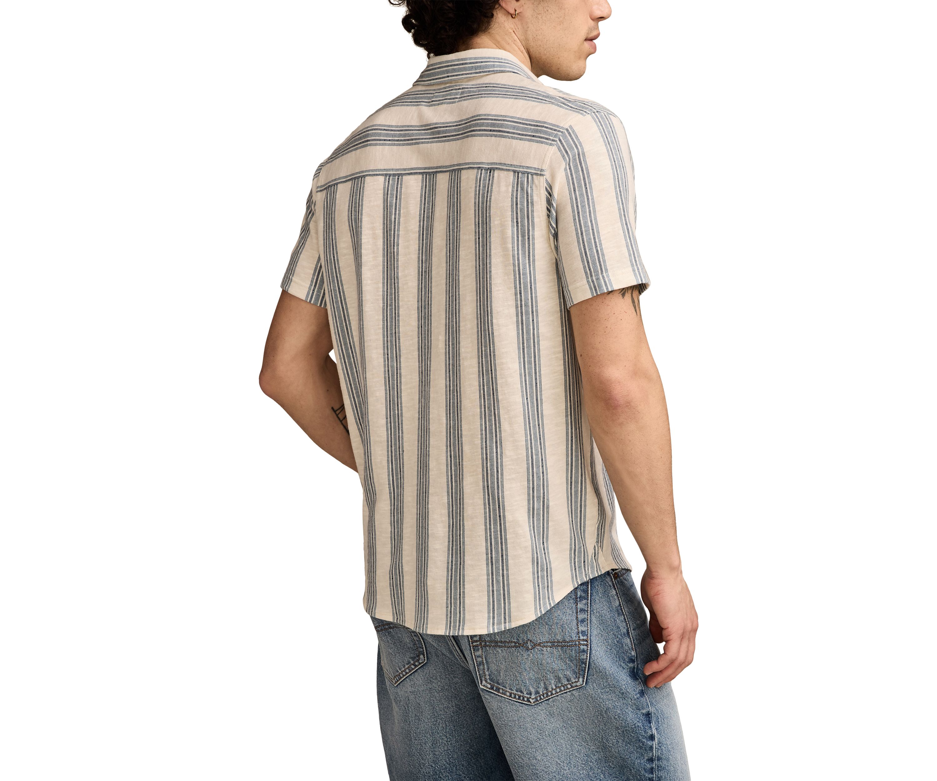 Big & Tall Linen Short Sleeve Ombré Stripe Shirt