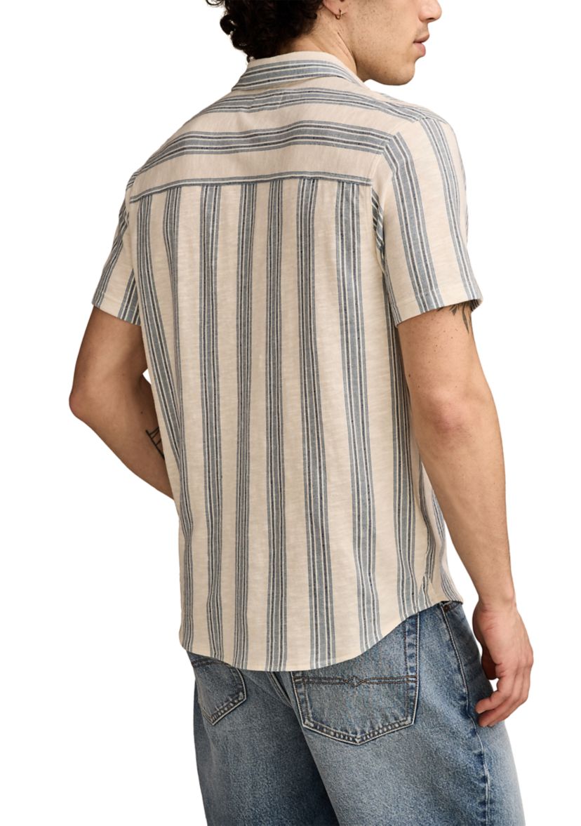 Big & Tall Linen Short Sleeve Ombré Stripe Shirt