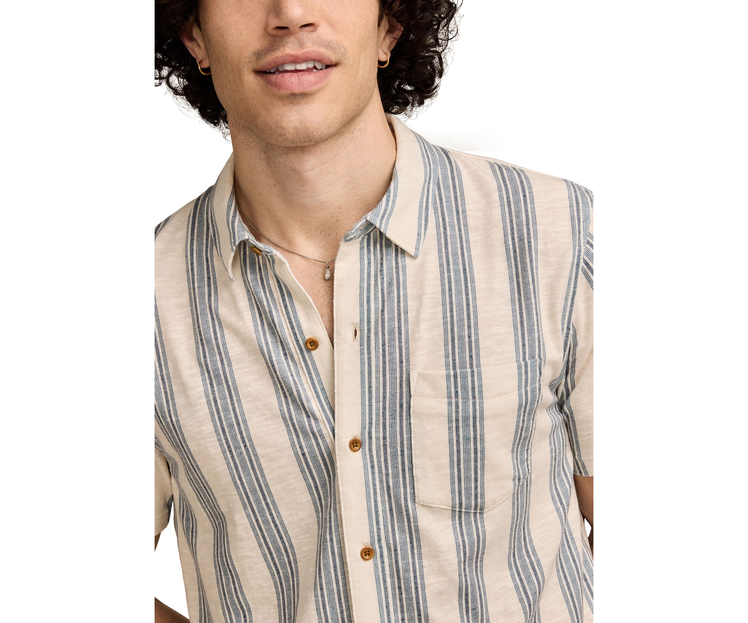 Big & Tall Linen Short Sleeve Ombré Stripe Shirt