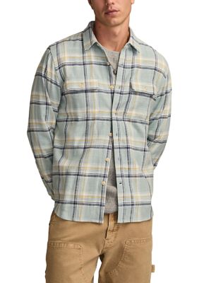 Lucky Brand Men's Long Sleeve Slub Plaid Utility Shirt