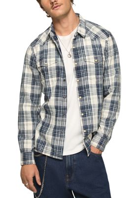 Lucky Brand Men's Long Sleeve Plaid Western Shirt
