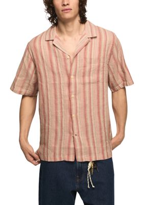 Lucky Brand Men's Linen Camp Collar Shirt