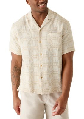 Lucky Brand Men's Short Sleeve Untucked Camp Collar Shirt