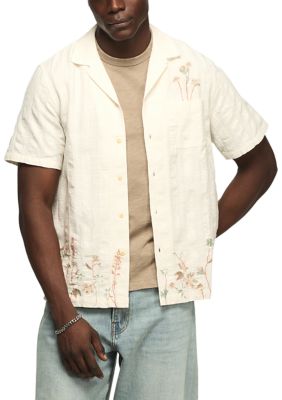 Lucky Brand Men's Novelty Camp Collar Shirt