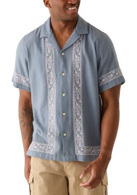 Lucky Brand Men's Embroidered Camp Collar Shirt