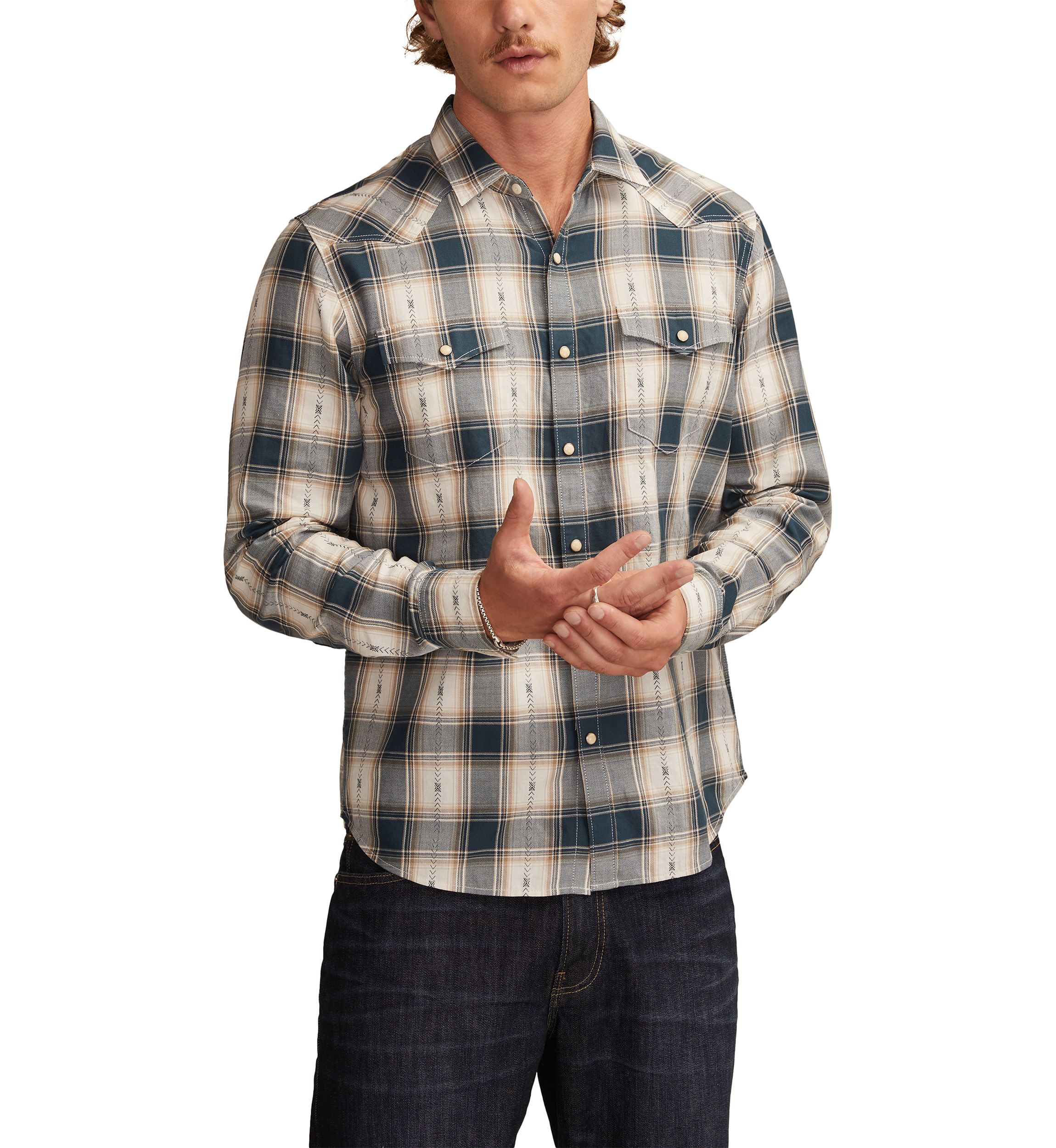 Big & Tall Long Sleeve Dobby Western Shirt