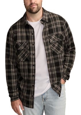Lucky Brand Men's Big & Tall Brushed Long Sleeve Knit Shirting
