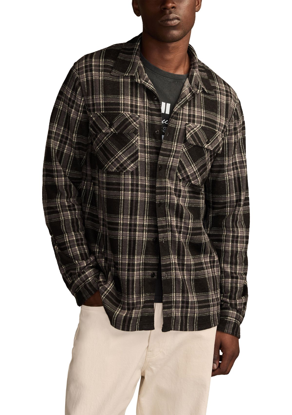 Mens Brushed Long Sleeve Knit Shirt