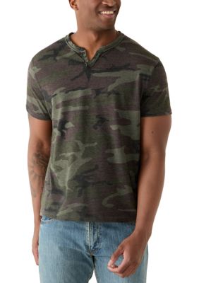 Lucky Brand Men's Short Sleeve V-Neck Camo Crew Neck Shirt