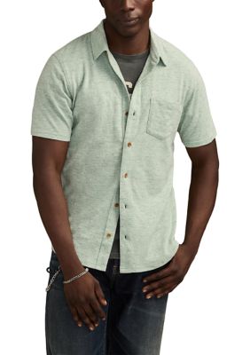 Lucky Brand Men's Short Sleeve Linen Knit Shirt, 2XL