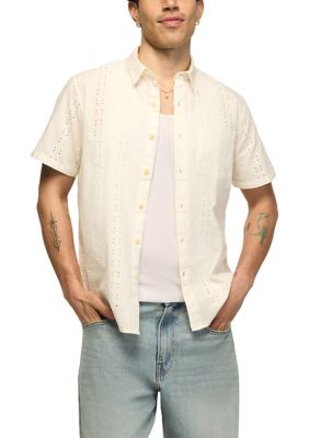 Lucky Brand Men's Short Sleeve Eyelet San Gabriel Shirt