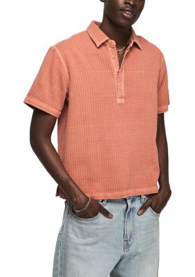 Lucky Brand Men's Short Sleeve Double Cloth Popover Shirt