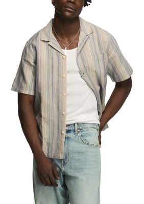 Lucky Brand Men's Short Sleeve Striped Print Shirt