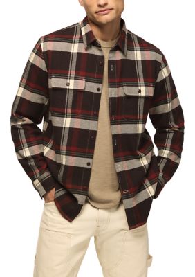 Lucky Brand Men's Long Sleeve Cloud Soft Plaid Humboldt Shirt, Brown, Small