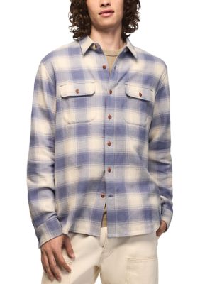Lucky Brand Men's Long Sleeve Cloud Soft Plaid Humboldt Shirt, Blue, 2XL