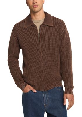 Lucky Brand Men's Washed Full Zip Sweater, Small