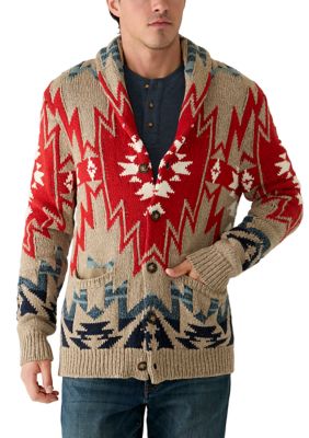 Lucky Brand Men's Southwestern Shawl Collar Cardigan, Large
