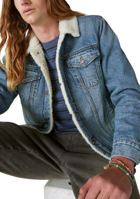 Faux Shearling Lined Denim Trucker Jacket