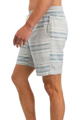 7" Pull On Linen Stripe Shorts