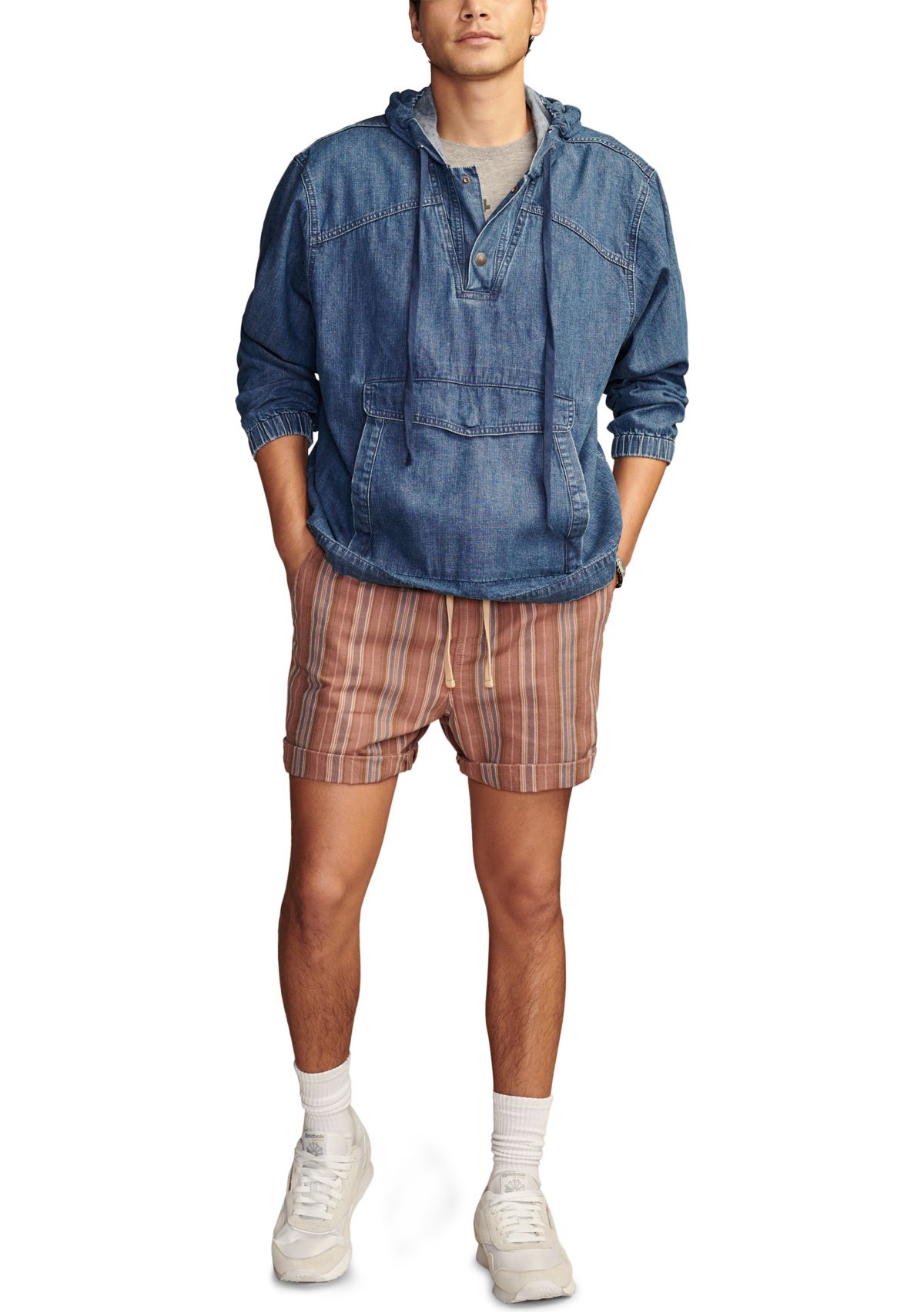 Striped Linen Pull On Shorts