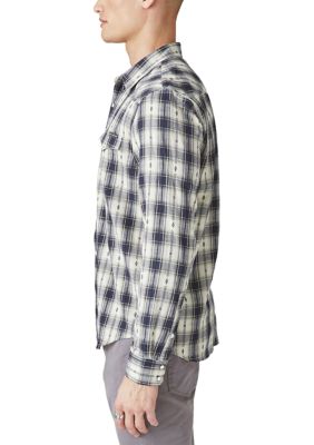 Plaid Dobby Western Long Sleeve Shirt