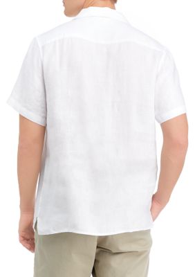 lucky brand linen short sleeve shirt - white