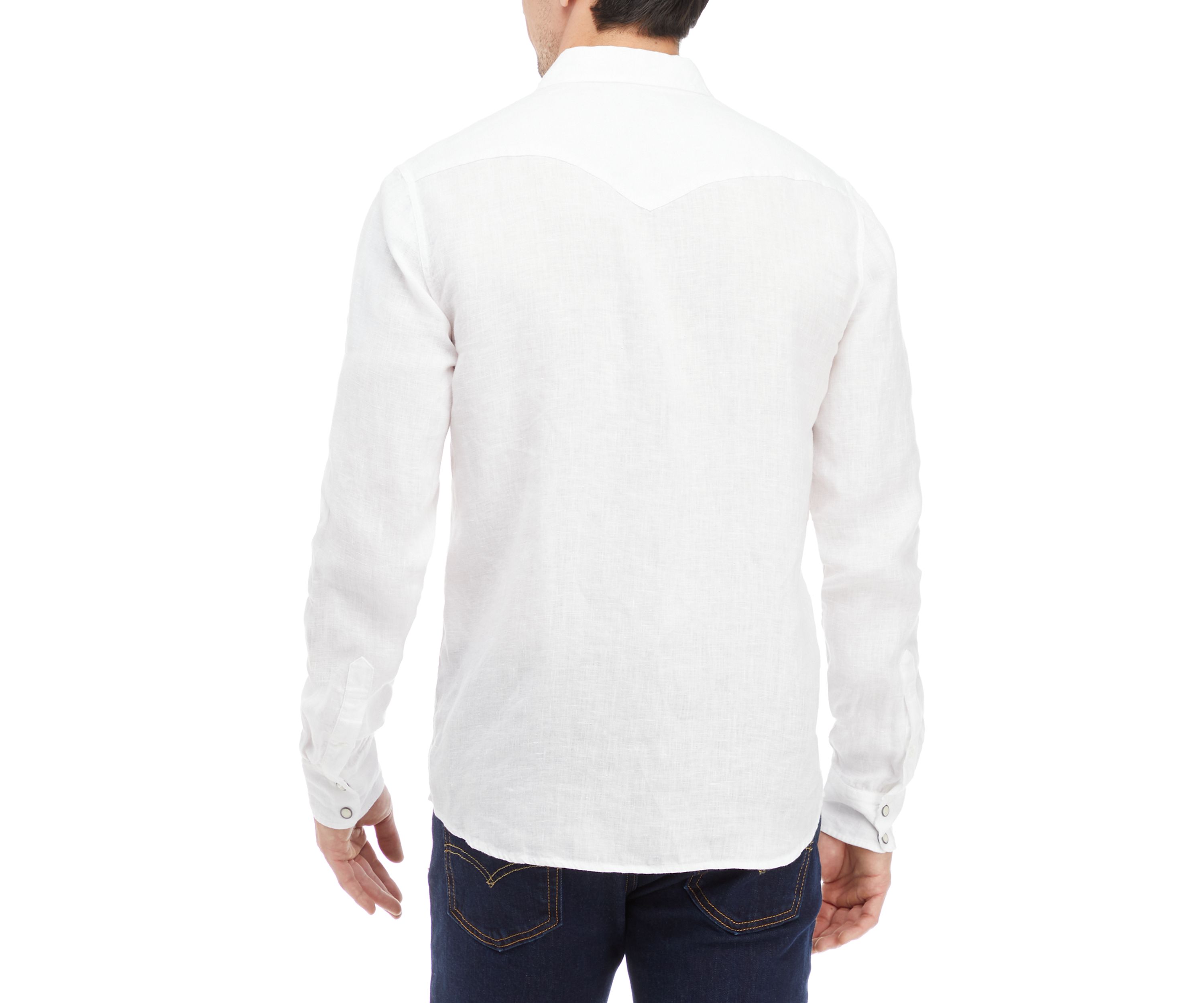 Mens Linen Collared Button-Front Shirt 