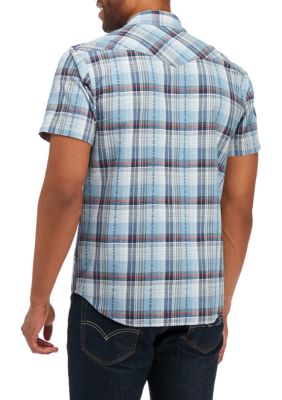 Plaid Dobby Short Sleeve Western Shirt