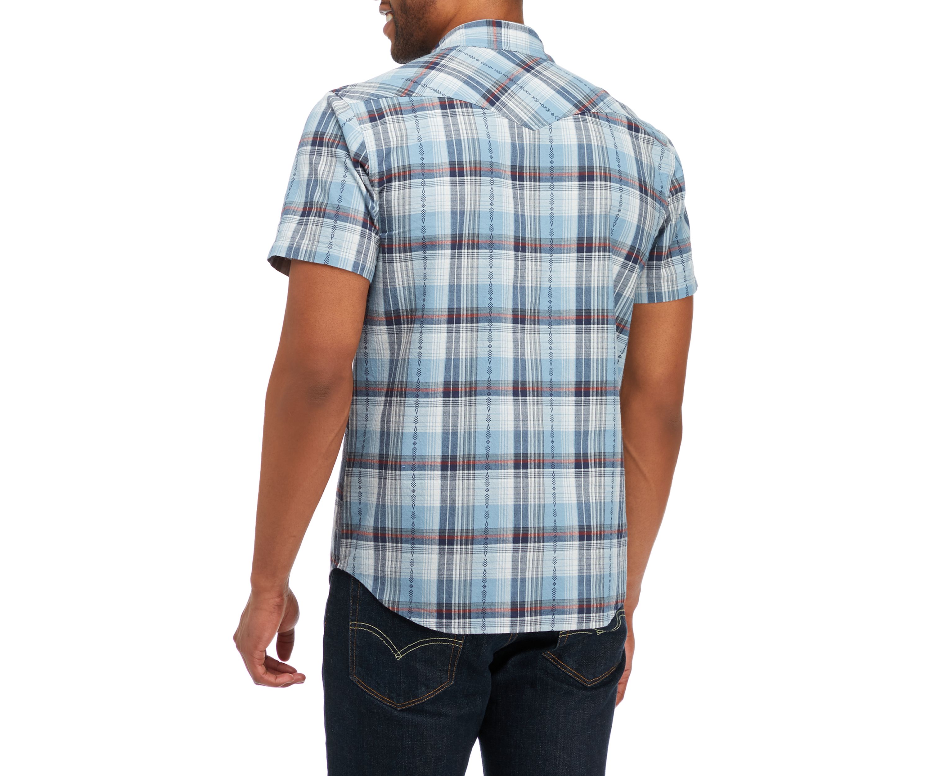 Plaid Dobby Short Sleeve Western Shirt