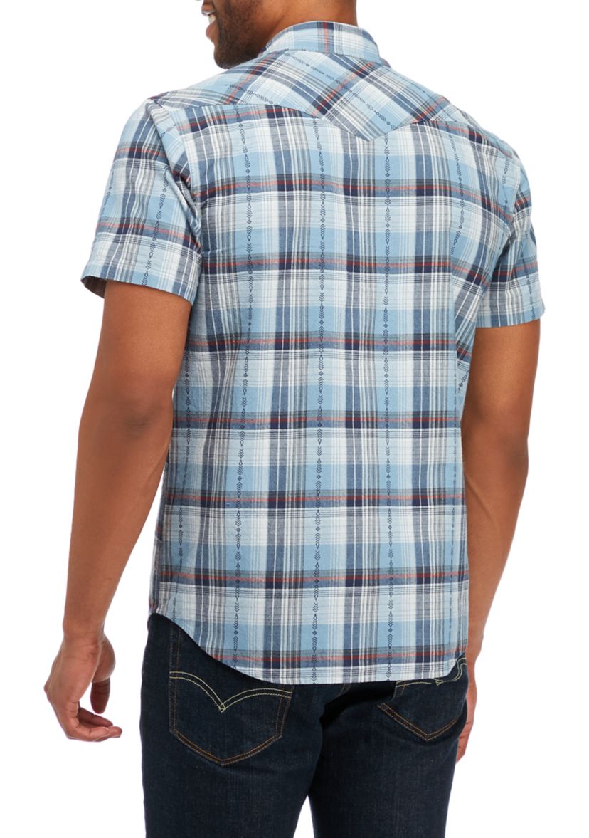 Plaid Dobby Short Sleeve Western Shirt