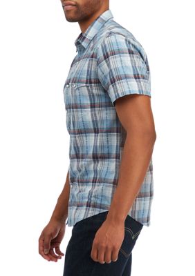 Plaid Dobby Short Sleeve Western Shirt