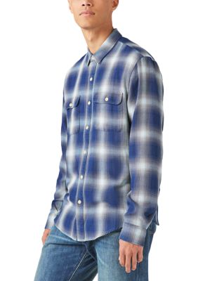 Plaid Indigo Long Sleeve Workwear Shirt
